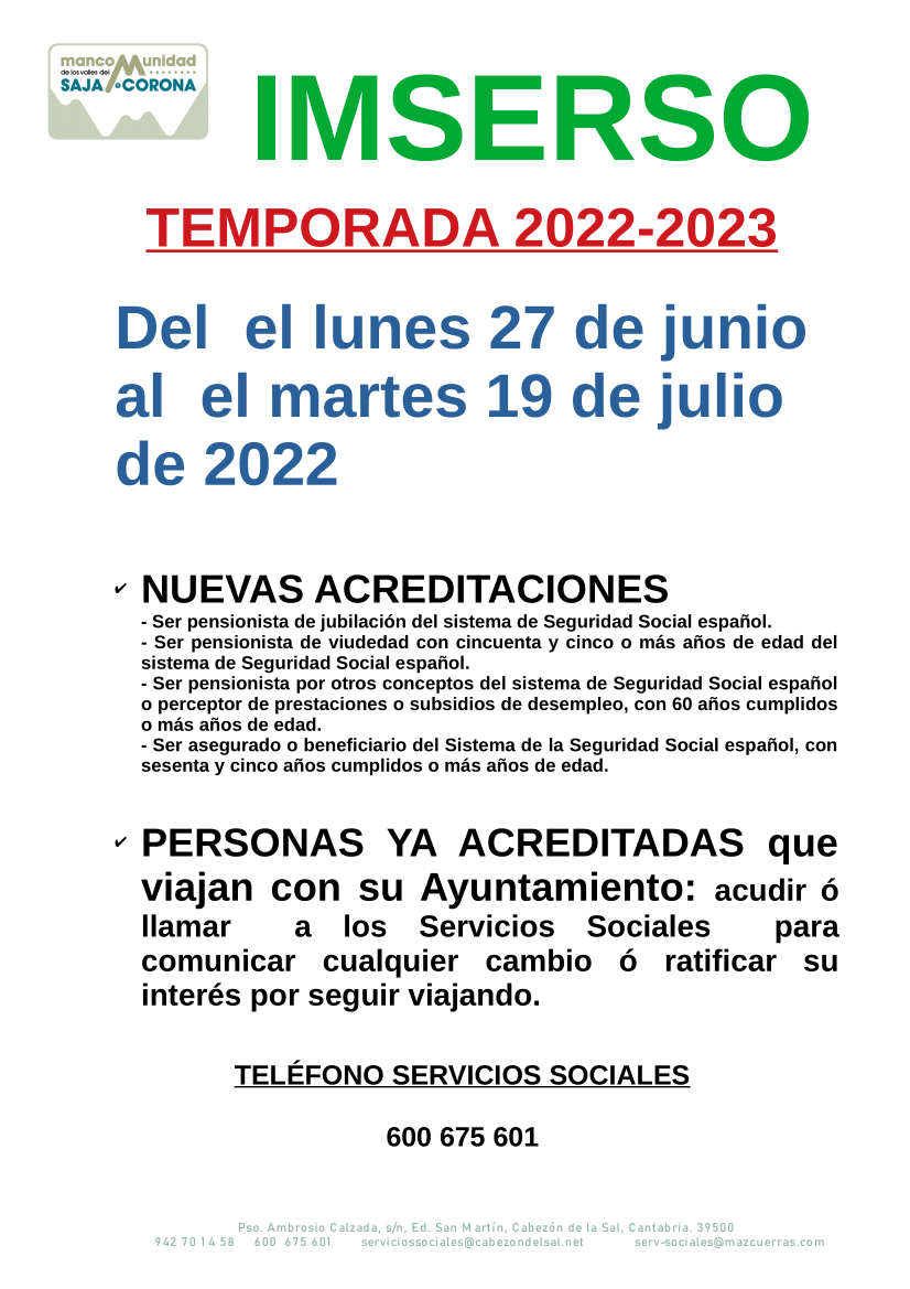INSERSO TEMPORADA 2022-2023